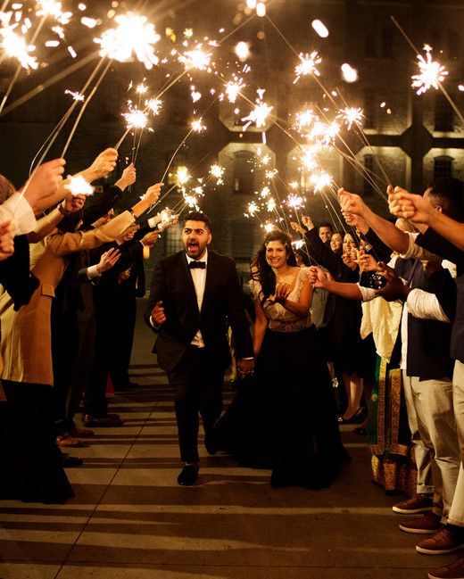 Wedding reception sparkler exit